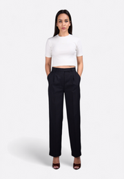 Front view of high waist formal trousers by East Vibe